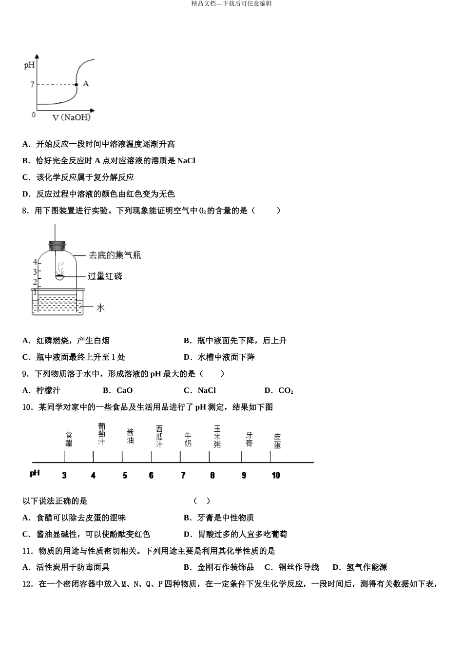 2024年重庆市江北区市级名校中考适应性考试化学试题含解析_第3页