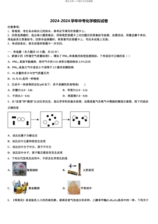 2024年重庆市渝北八中学中考适应性考试化学试题含解析