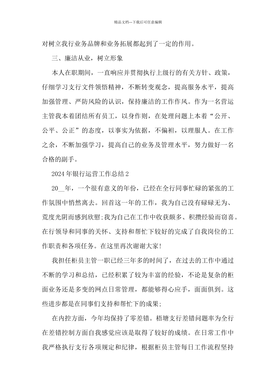2024年银行运营工作总结5篇_第3页