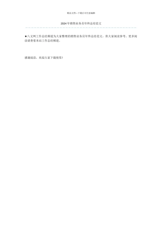 2024年销售业务员年终总结范文