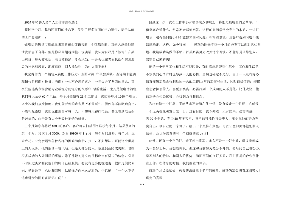 2024年销售人员个人工作总结报告5篇_第2页