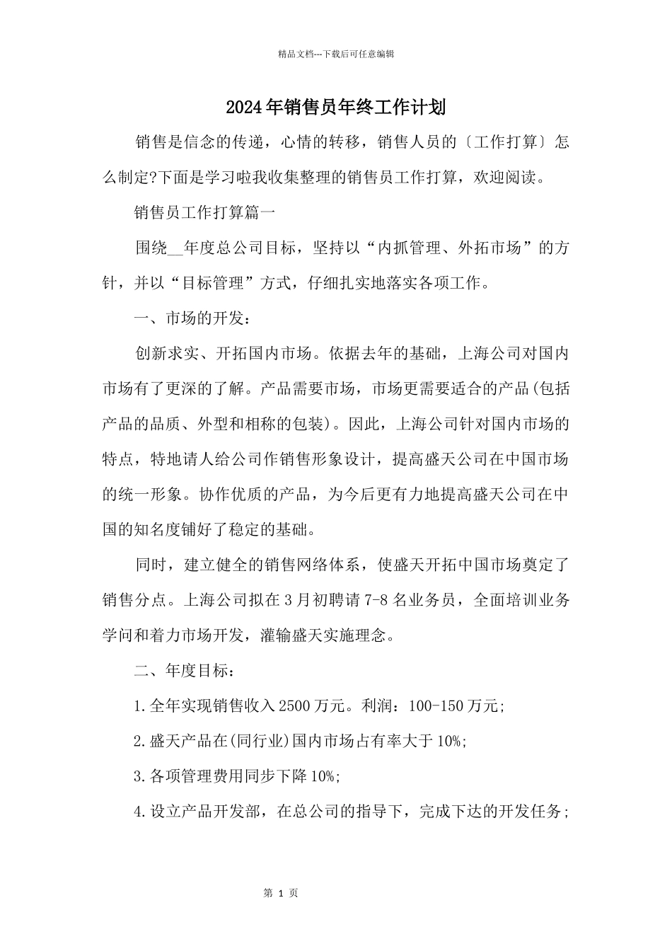 2024年销售员年终工作计划_第1页
