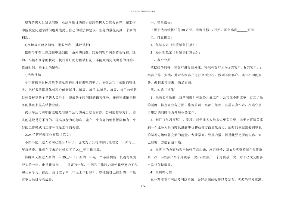 2024年销售经理的工作计划_第2页