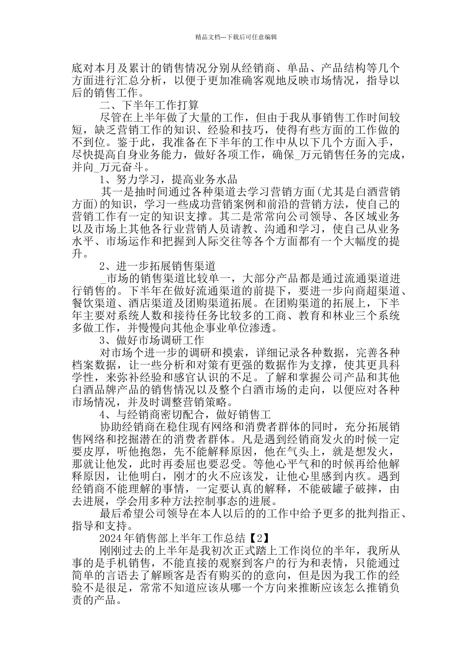 2024年销售部上半年工作总结_第2页
