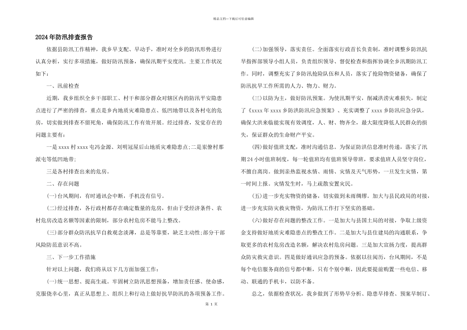 2024年防汛排查报告_第1页