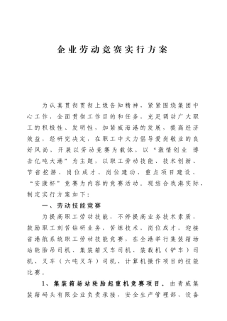2025年公司劳动竞赛实施方案