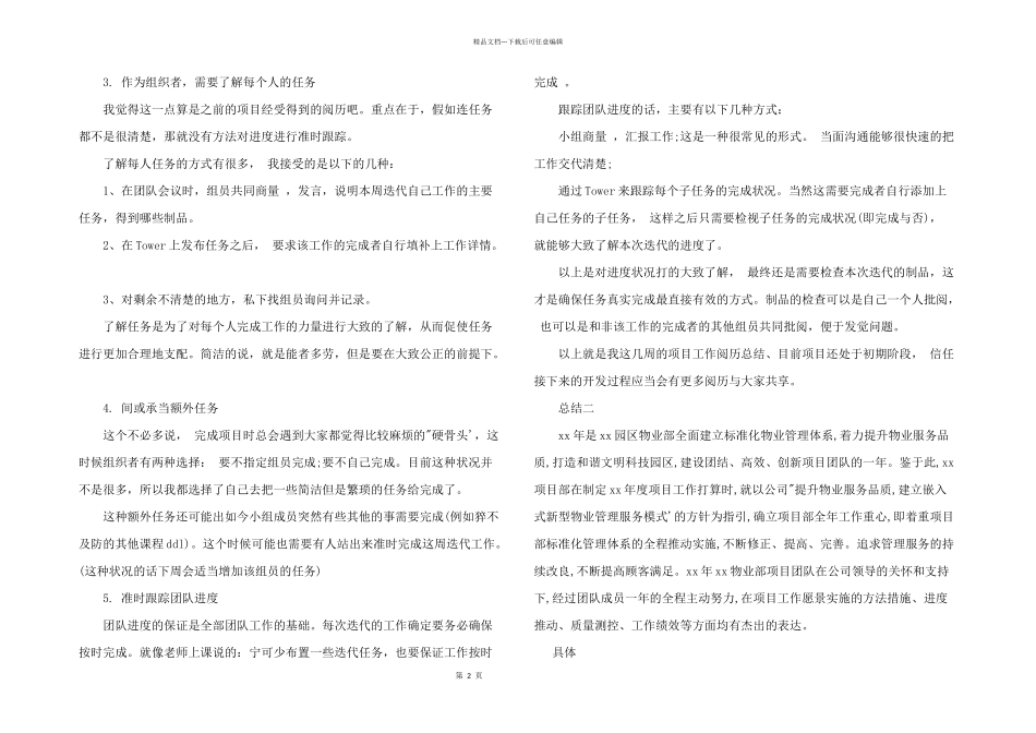 2024年项目建设工作经验总结及_第2页
