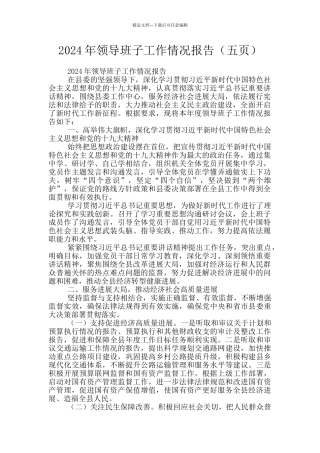 2024年领导班子工作情况报告
