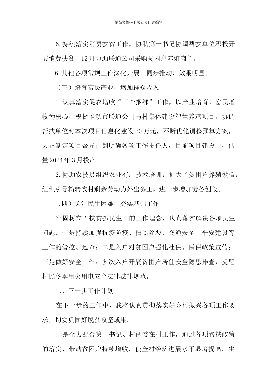 2024年驻村工作队队员第四季度述职报告_第3页