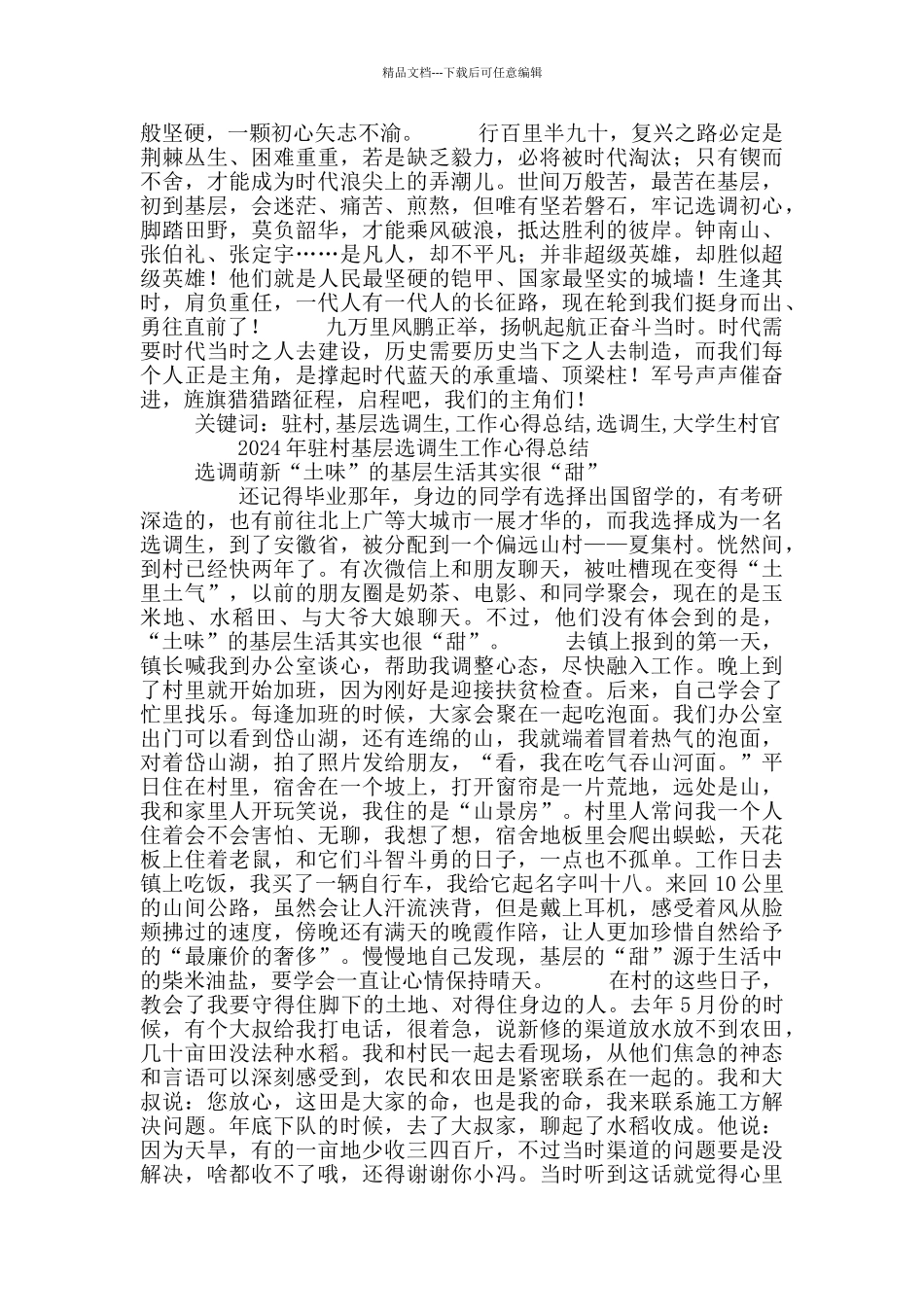 2024年驻村选调生心得总结_第3页