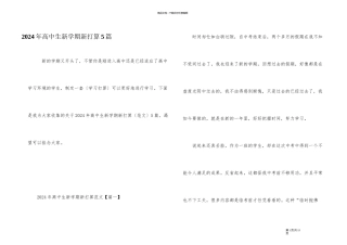 2024年高中生新学期新计划5篇