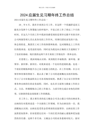 2024应届生见习期年终工作总结