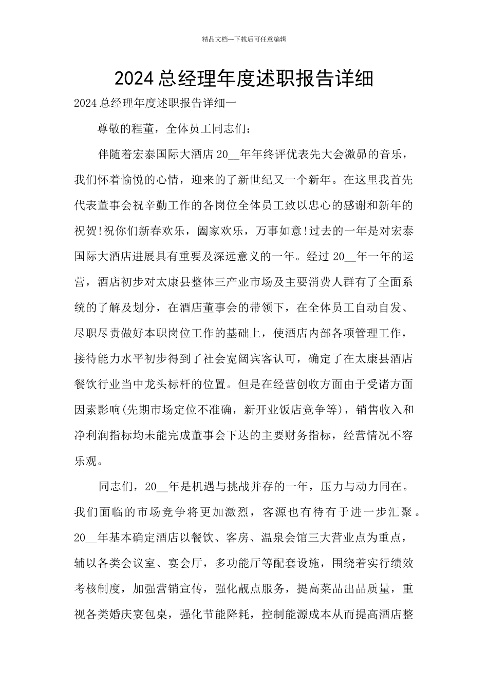 2024总经理年度述职报告详细_第1页