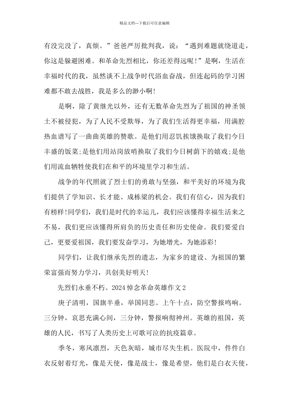 2024悼念革命英雄作文_第3页