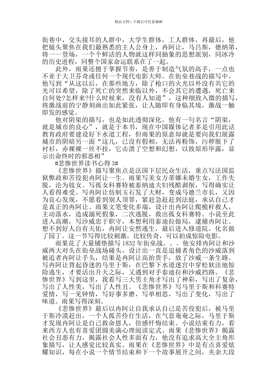 2024悲惨世界每篇的读书心得_第2页