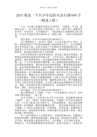 2024我是一个兵少年边防兵读后感600字