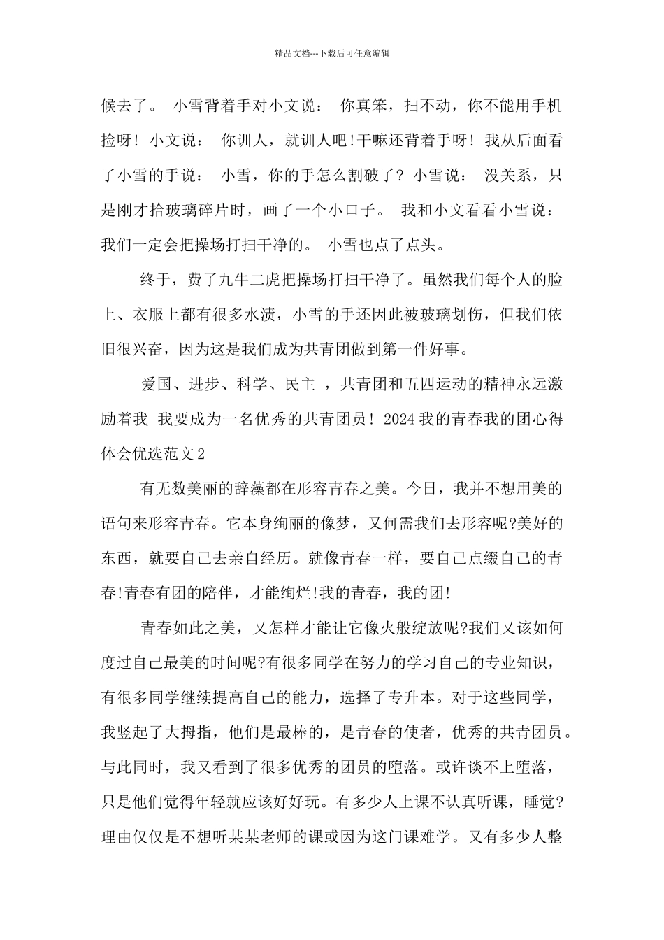 2024我的青春我的团心得体会优选范文五篇_第2页