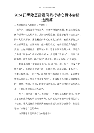2024扫黑除恶雷霆风暴行动心得体会精选四篇