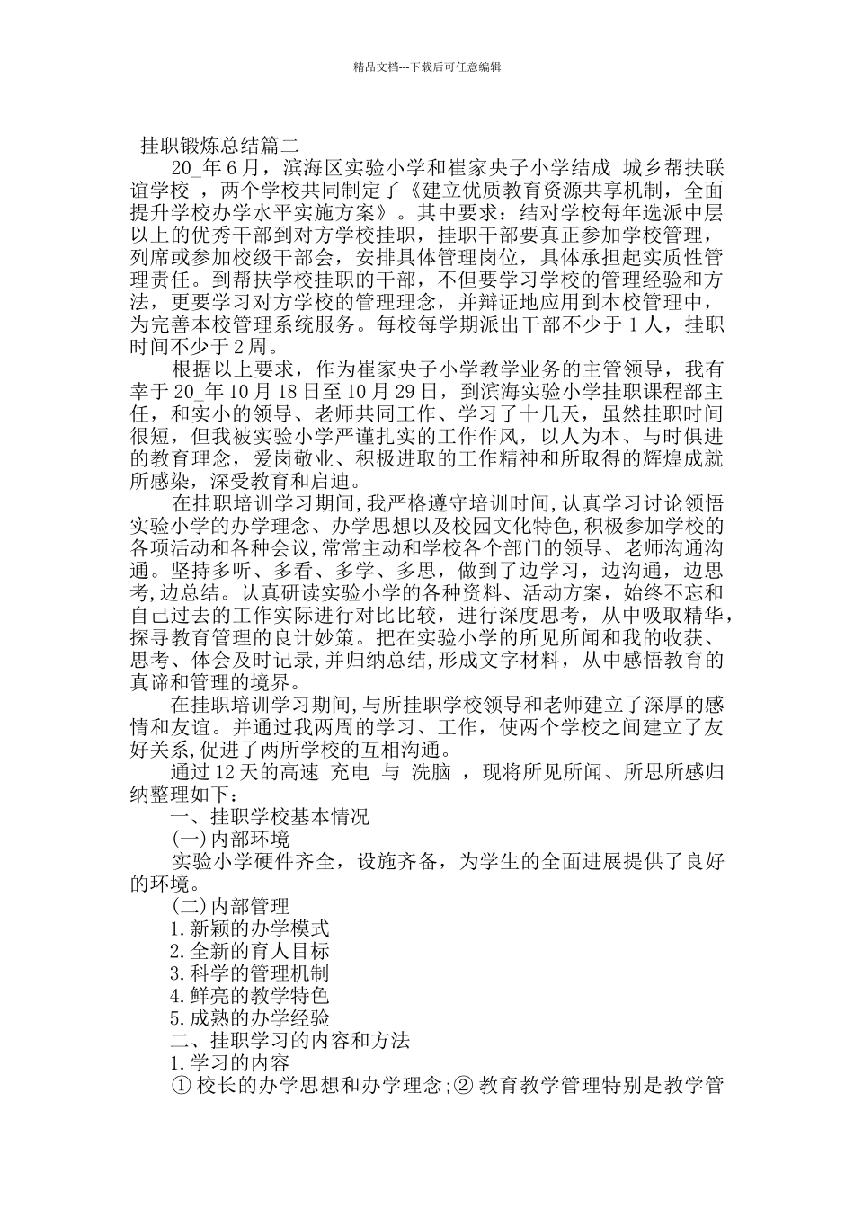 2024挂职锻炼工作总结5篇_第2页