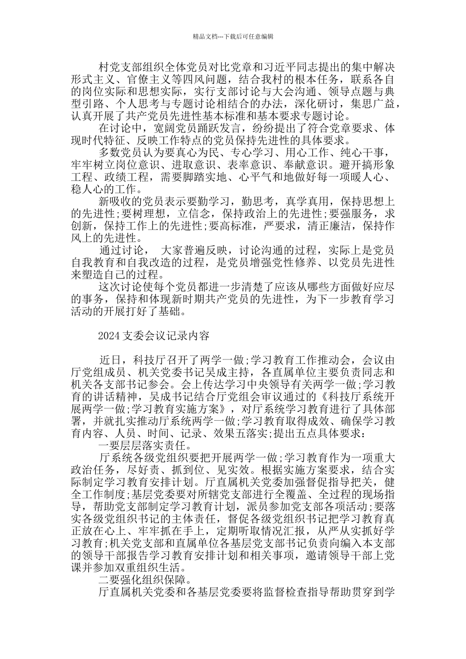 2024支委会议记录内容_第2页