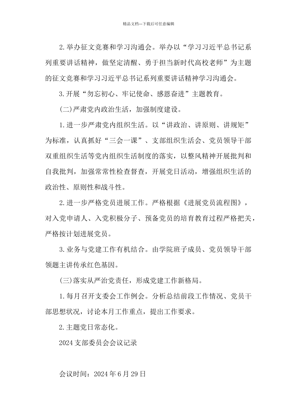 2024支部委员会会议记录_第2页