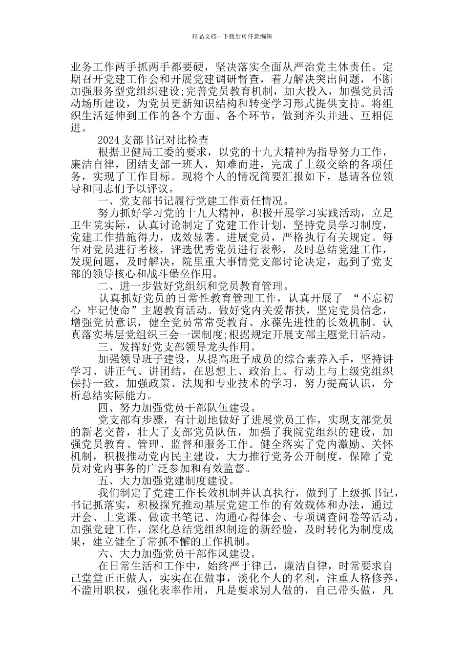 2024支部书记对照检查_第2页