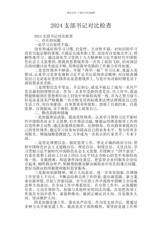 2024支部书记对照检查