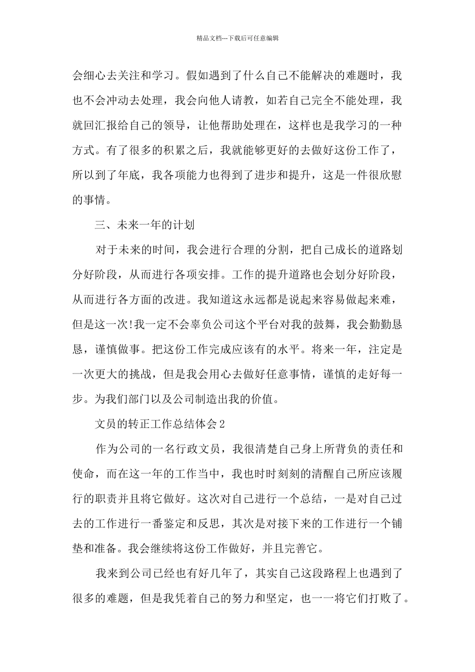 2024文员的转正工作总结体会10篇_第2页