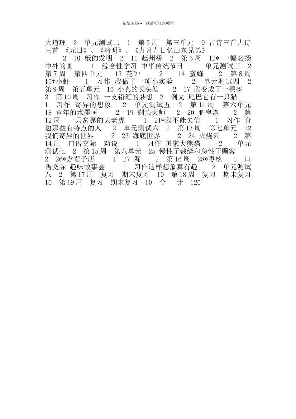 2024新人教版部编本三年级下册语文教学工作计划和教学进度安排_第3页