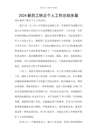 2024新员工转正个人工作总结多篇