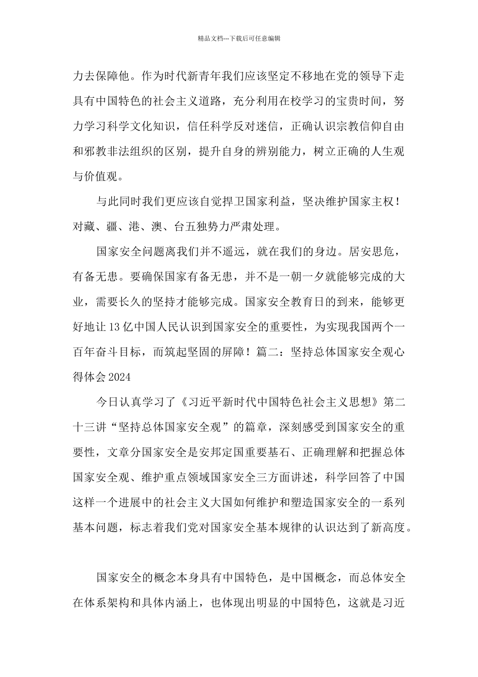 2024新时代坚持总体国家安全观心得体会4篇_第2页