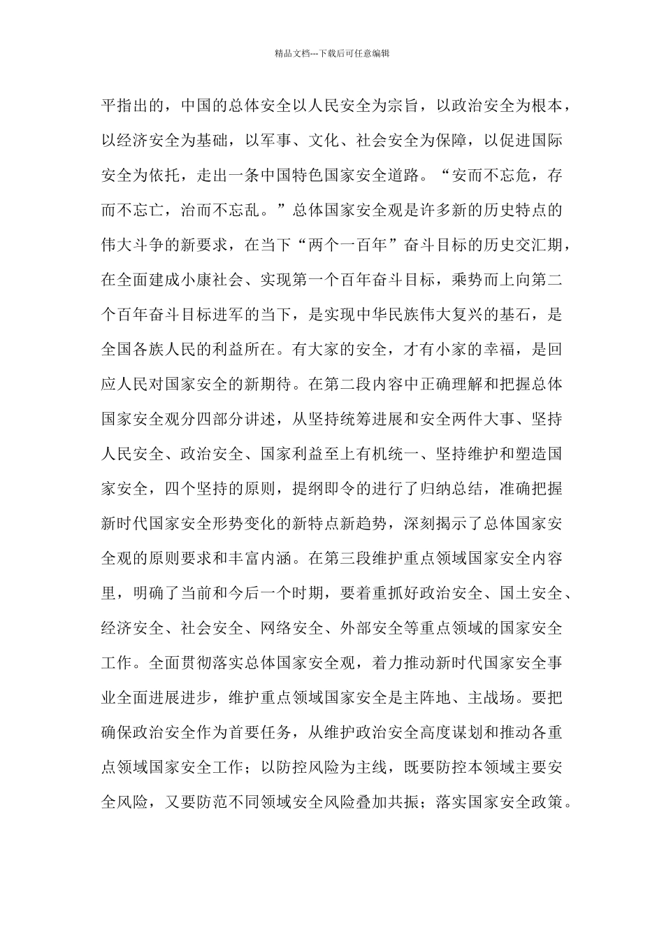 2024新时代坚持总体国家安全观心得体会4篇_第3页