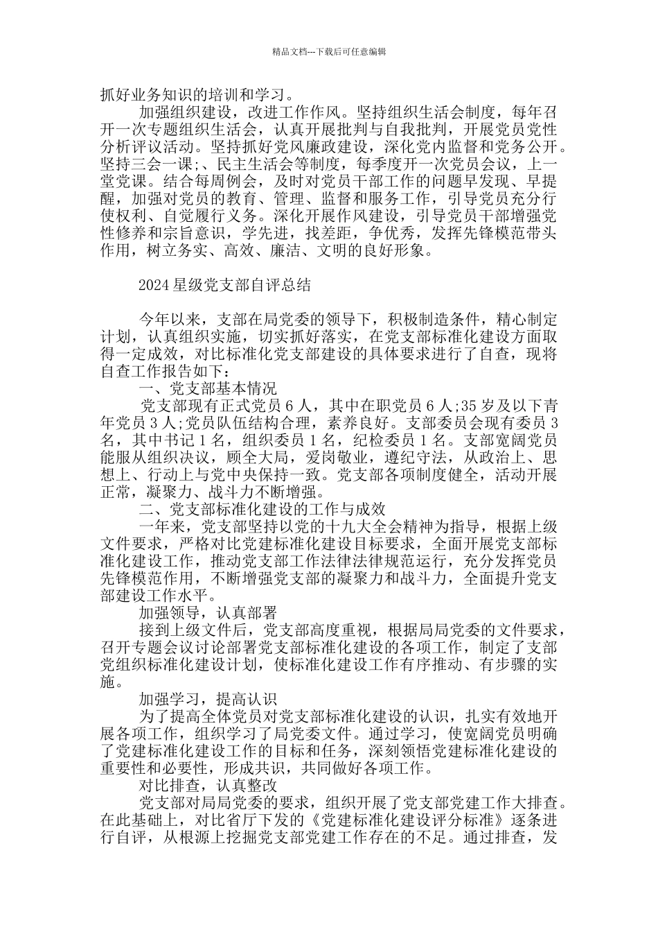 2024星级党支部自评总结_第2页