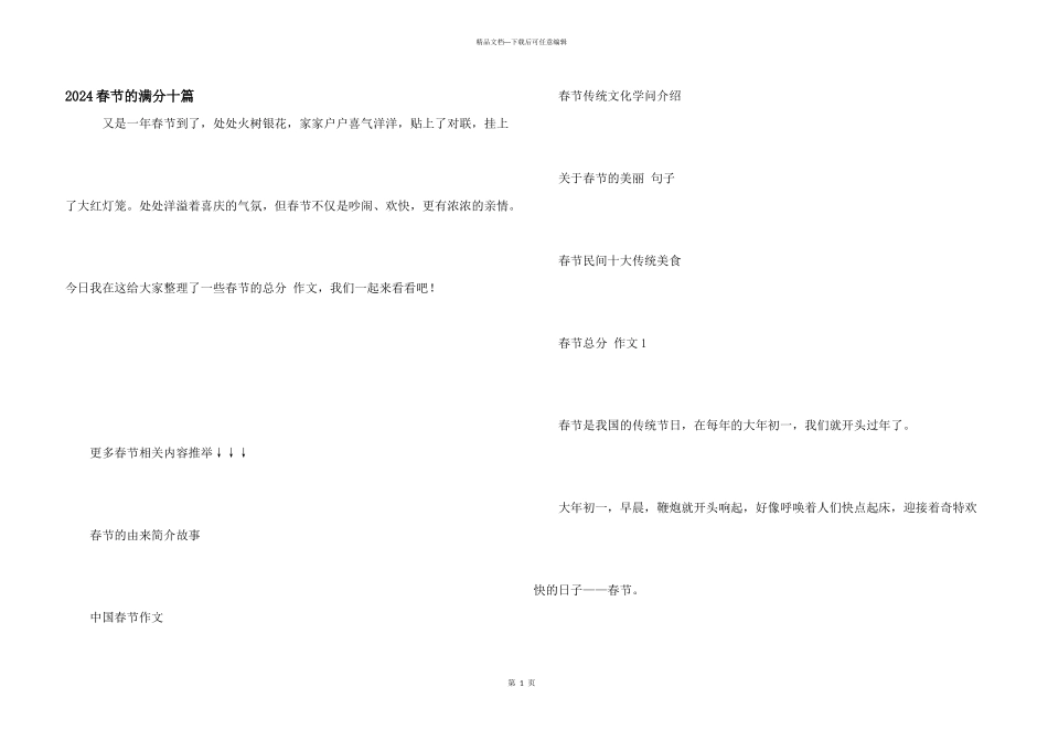 2024春节的满分十篇_第1页