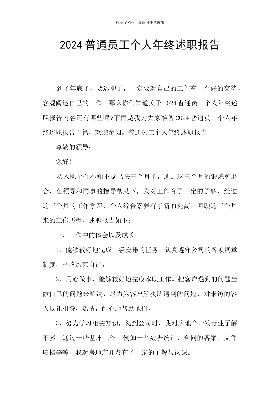 2024普通员工个人年终述职报告_第1页
