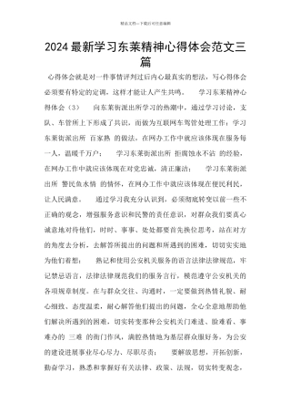 2024最新学习东莱精神心得体会范文三篇