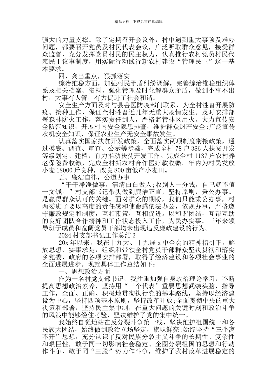 2024村支部书记工作总结3篇_第3页
