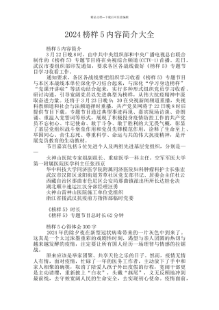 2024榜样5内容简介大全