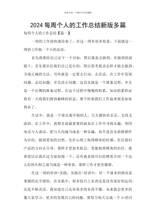 2024每周个人的工作总结新版多篇
