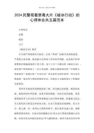 2024民警观看禁毒大片《破冰行动》的心得体会共五篇范本