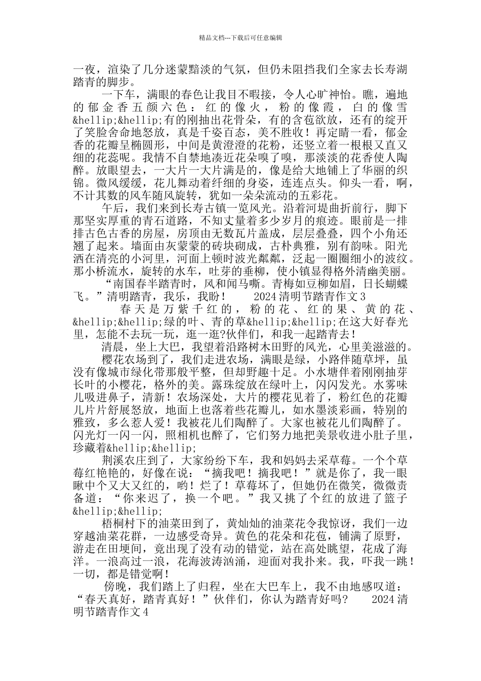 2024清明节小学生踏青作文5篇_第2页