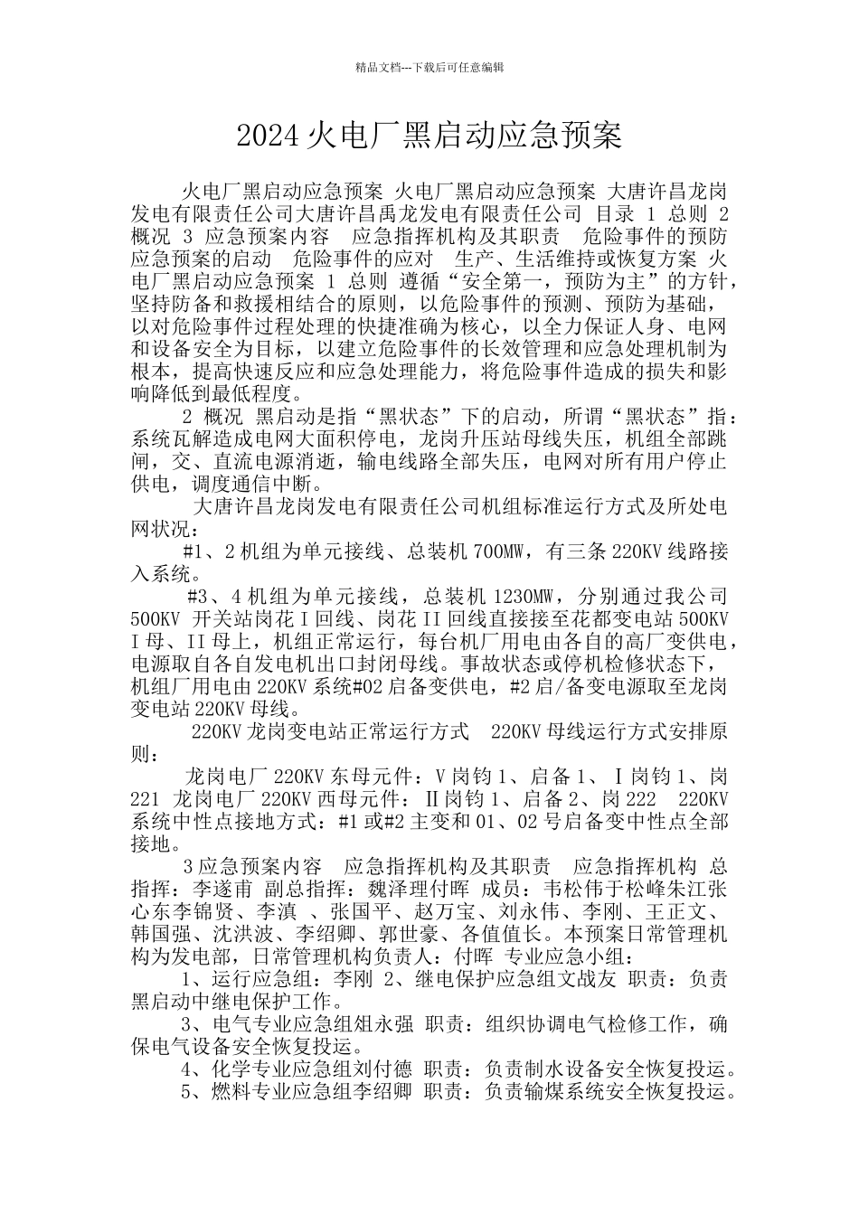 2024火电厂黑启动应急预案_第1页