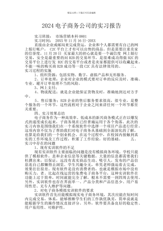 2024电子商务公司的实习报告