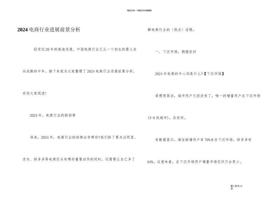 2024电商行业发展前景分析_第1页