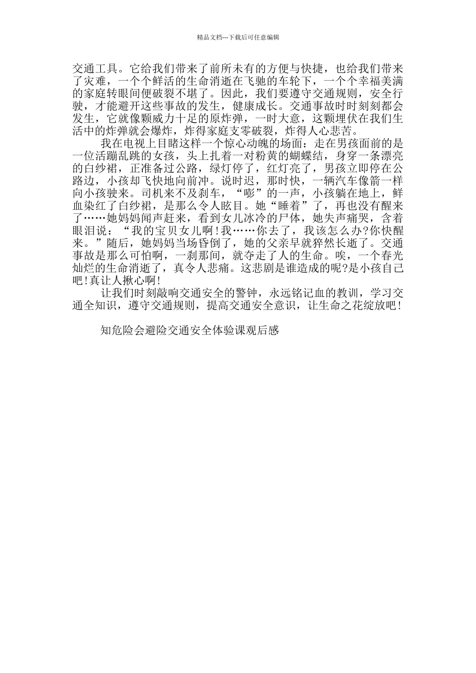 2024知危险会避险交通安全体验课观后感_第3页