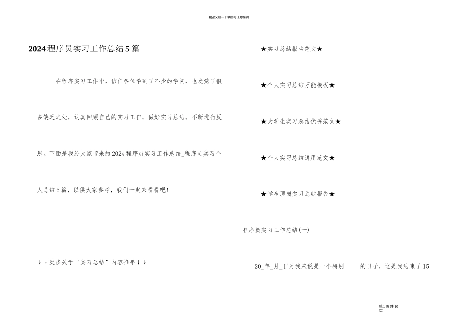 2024程序员实习工作总结5篇_第1页