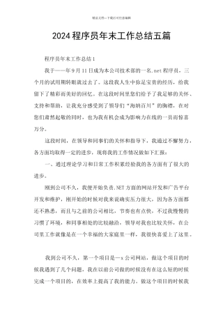 2024程序员年末工作总结五篇