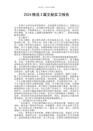 2024精选3篇文秘实习报告