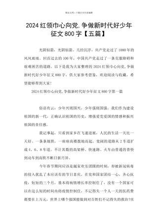 2024红领巾心向党