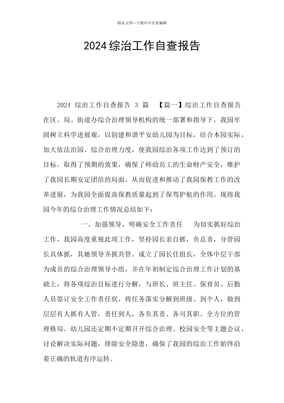 2024综治工作自查报告_第1页